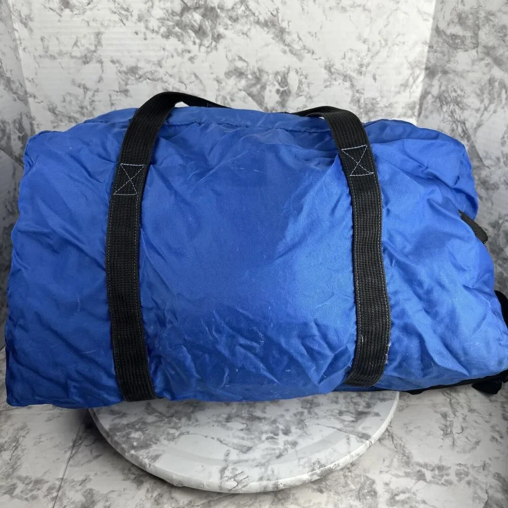 Vintage 80s Nike Gym Duffel Bag Blue Neon Green Nylon‎ Canvas Crossbody Strap